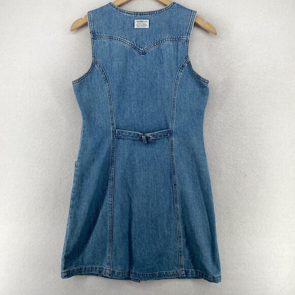 LEVIS Dress M Vianna Vest Overall Jumper Bib Button Front Denim Cotton Blue - Picture 2 of 15